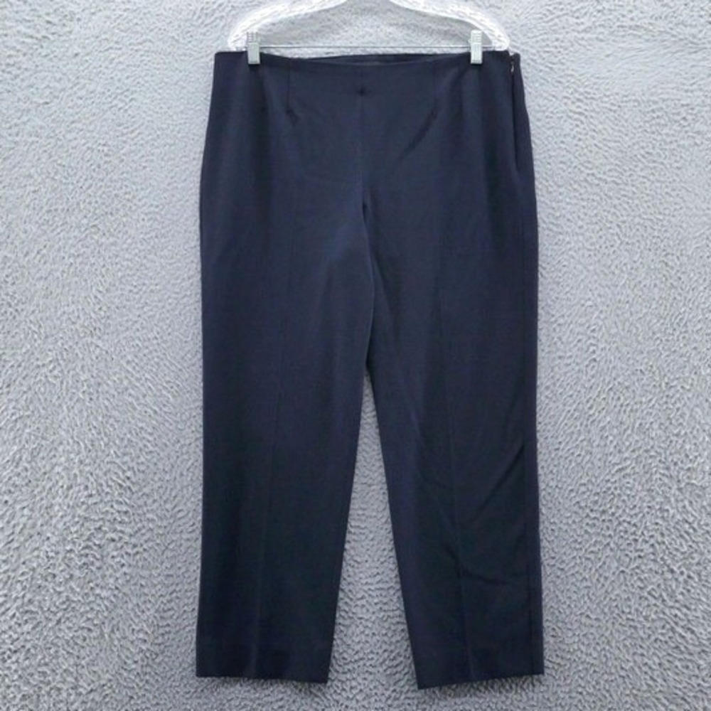 Talbots Petites Navy Blue Straight Leg Side Zip Trousers Pants 16P Stretch
